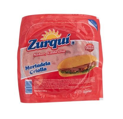 Mortadela Criolla Rebanada, Marca Zurqui, 500g