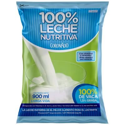 Leche semidescremada 1.5% grasa, Coronado, bolsa 900 ml