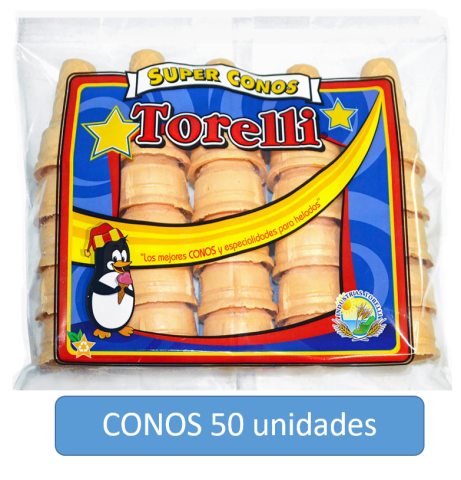 Conos copa decorada Torelli 50 unidades 225g