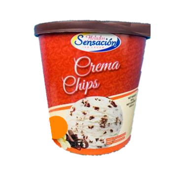 Helado Crema Chips, Marca Sensación 1/2 Galón