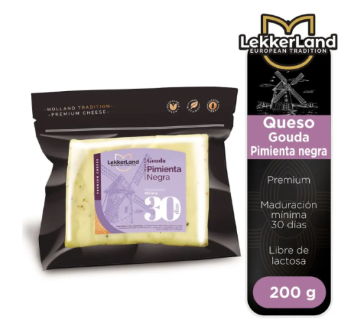 Queso Gouda Pimienta Negra Lekkerland 200g