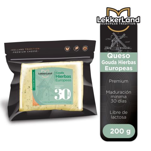 Queso Gouda Hierbas Europeas LekkerLand 200g