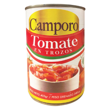 Tomate En trozos  Marca Camporo Lata 400g