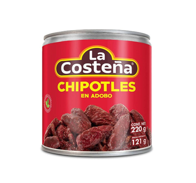 Chile Chipotle en adobo, La Costeña. Lata 220g