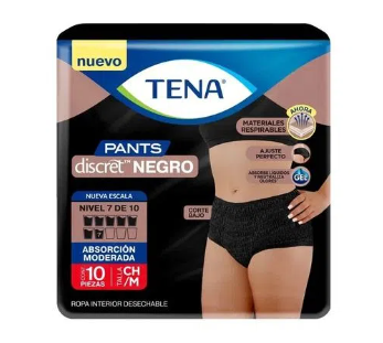 TENA PANTS DISCRET NEGRO MEDIANO 1X10