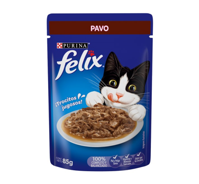Alimento de Gato Trocitos Pavo Felix purina 85g