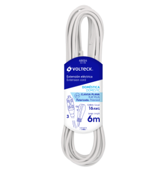 Extensión Electrica Blanca ED-6B Volteck  6 Metros