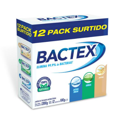 Jabón de Tocador Surtido, Marca Bactex, 12 Pack