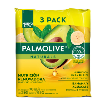 JABON PALMOLIVE BANANA Y AGUACATE 100G C/U  3PACK