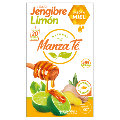 Té Jengibre Limón y Miel, Marca Manza Té, Caja 20U