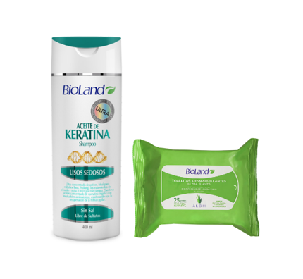 Shampo Aceite de Keratina 400ml + Toallas desmaquillantes