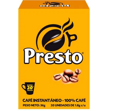 Café Instantaneo Presto sobre 1.8 g  20 unidades