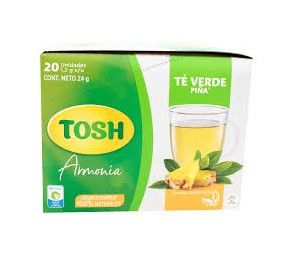 Té Infusiones Te Verde y Piña, Marca Tosh, 20g