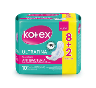 Toallas Kotex Ultra Fina Antibacterial  10 toallas