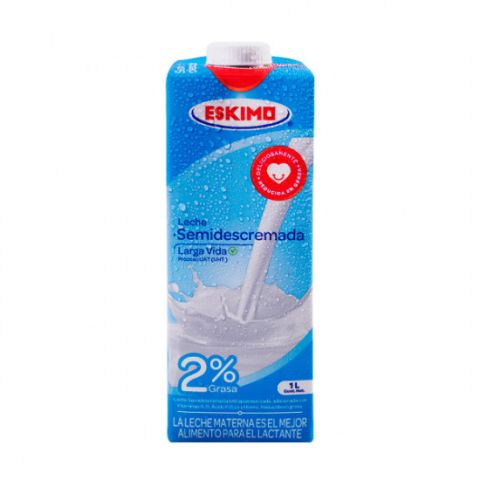 Leche Semidescremada 2% Grasa, Eskimo, 1L