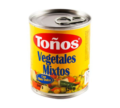 Vegetales Mixtos Toños, Lata 240g