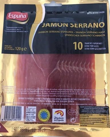 Jamón de cerdo Serrano Espuña 120g