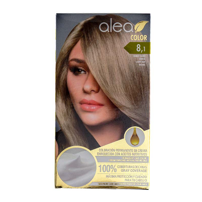 Tinte para cabello Rubio Claro Ceniza 8.1  Alea Kit Caja