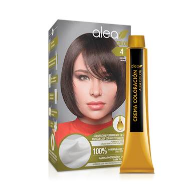 Tinte para cabello Castaño 4 Alea Kit Caja