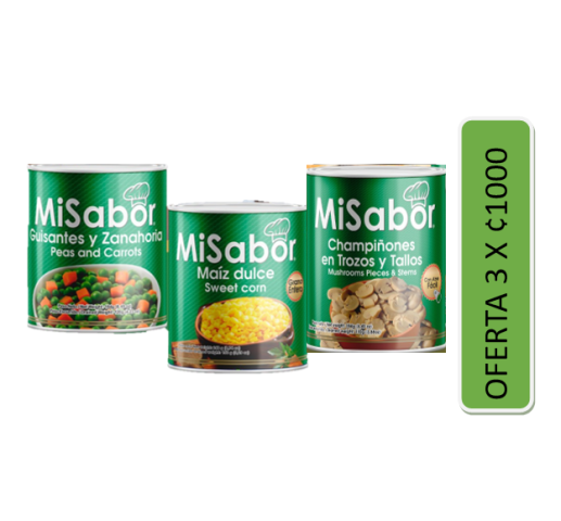 Oferta Mi sabor Maiz 248g Hongo184g Vegetal mixto184g